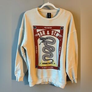 JGR & STN Burning Hearts Snake Crew Neck Sweatshirt Oversized